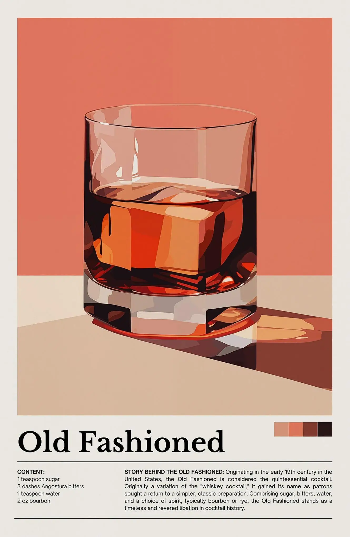 Plakat z drinkami retro - minimalistyczna grafika koktajli Czekolada