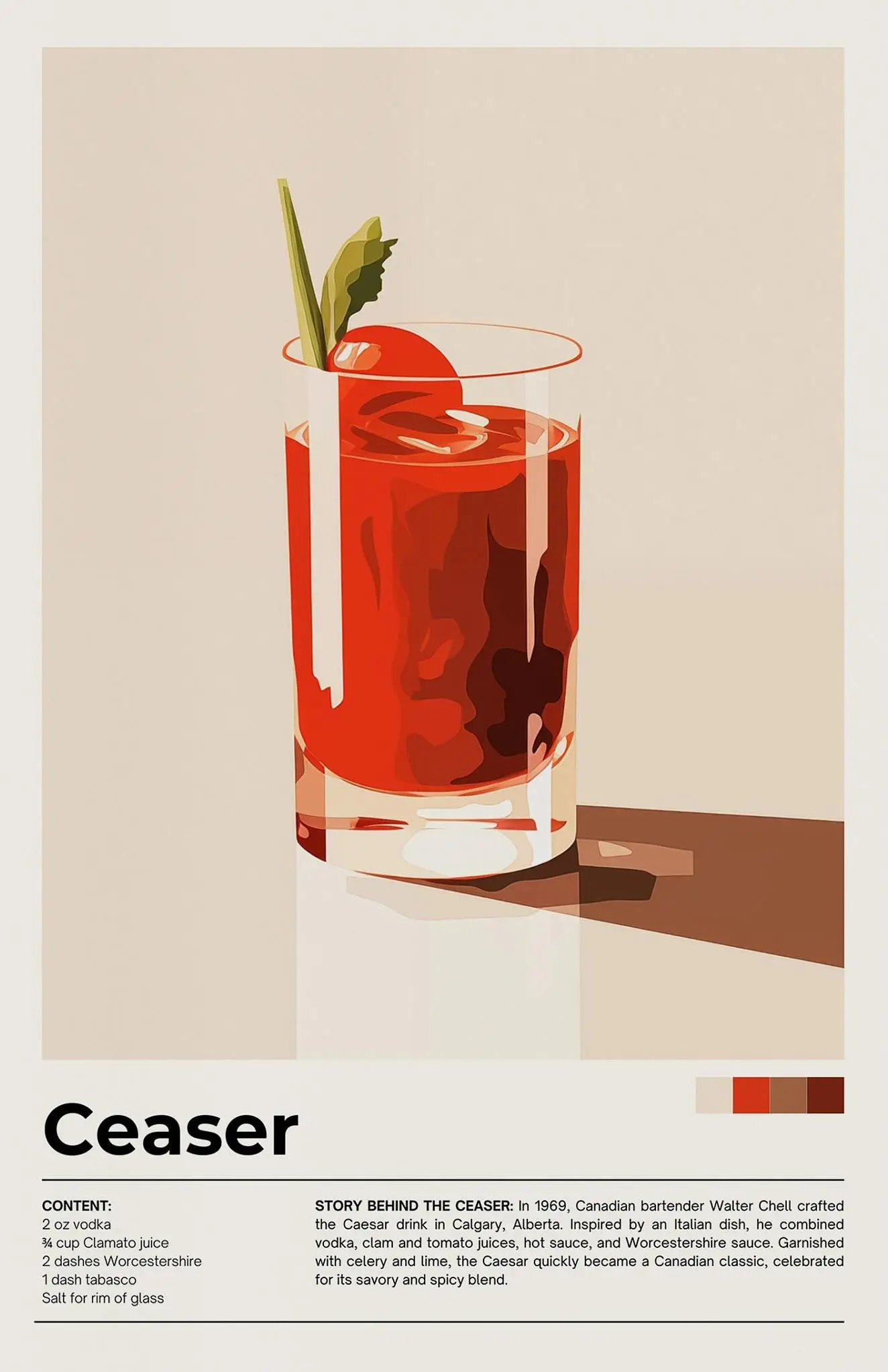Plakat z drinkami retro - minimalistyczna grafika koktajli Granatowy