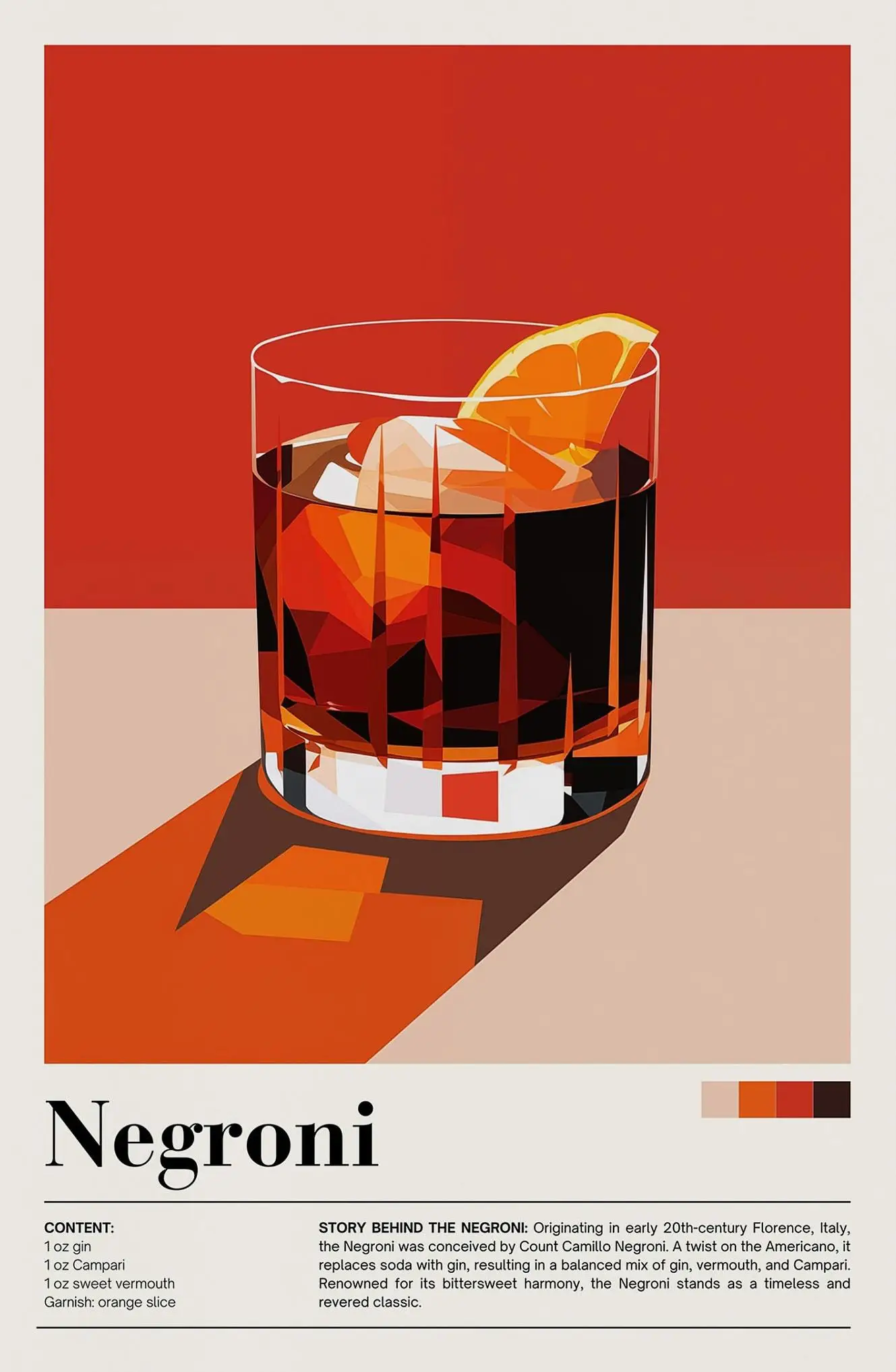 Plakat z drinkami retro - minimalistyczna grafika koktajli Jasnoszary
