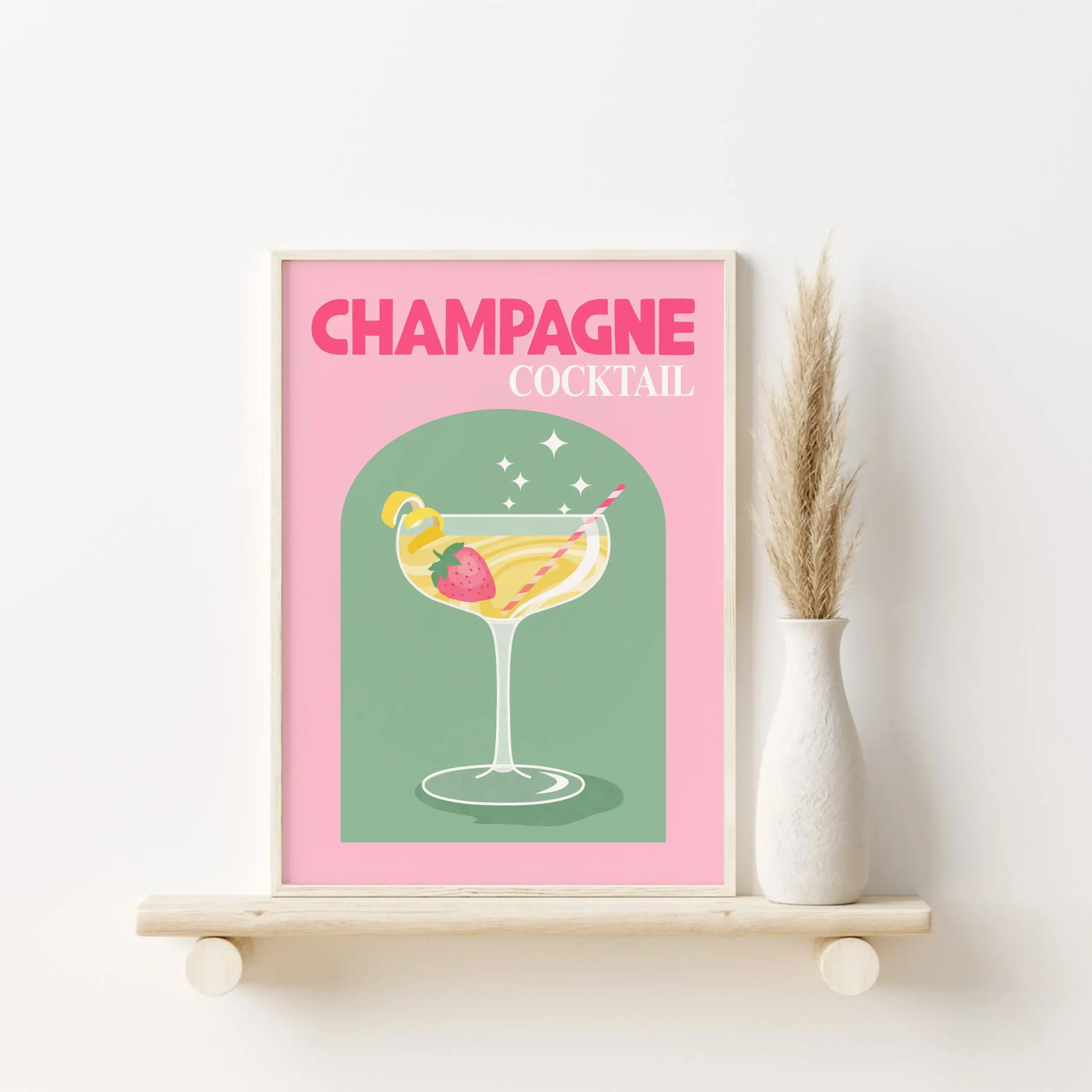 Plakat z drinkami wino koktajl piwo do kuchni Khaki