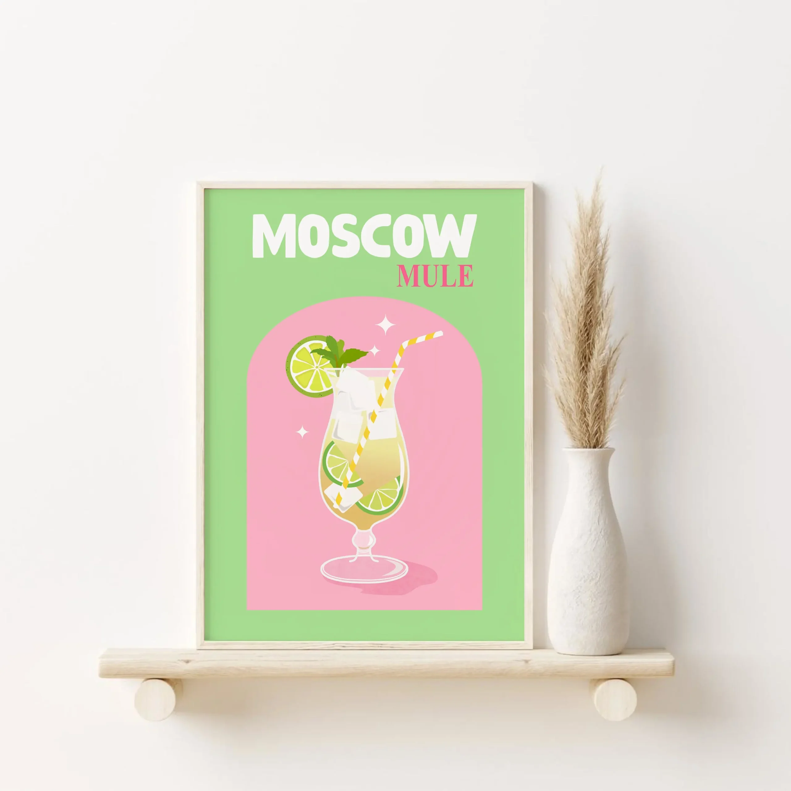 Plakat z drinkami wino koktajl piwo do kuchni Różowy