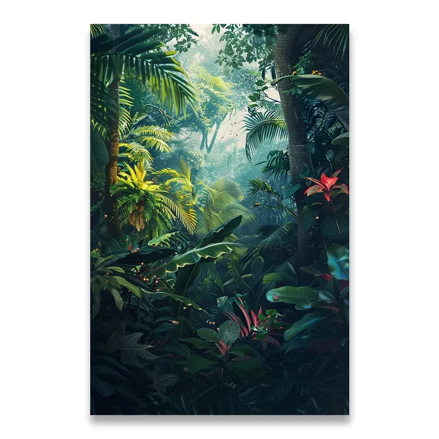 Plakat z bujnymi drzewami i dżunglą Wzór 1