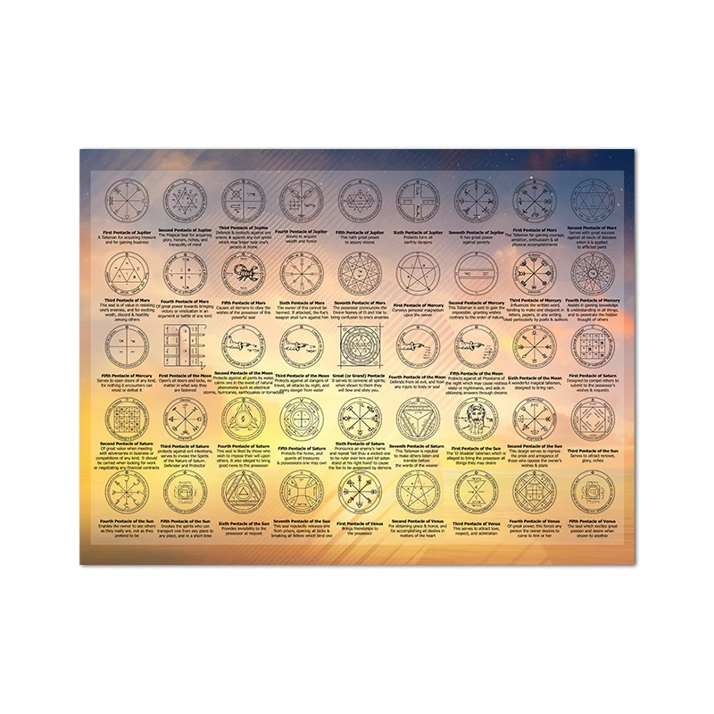 Plakat vintage drzewo życia - kabała i alchemia Czerwony