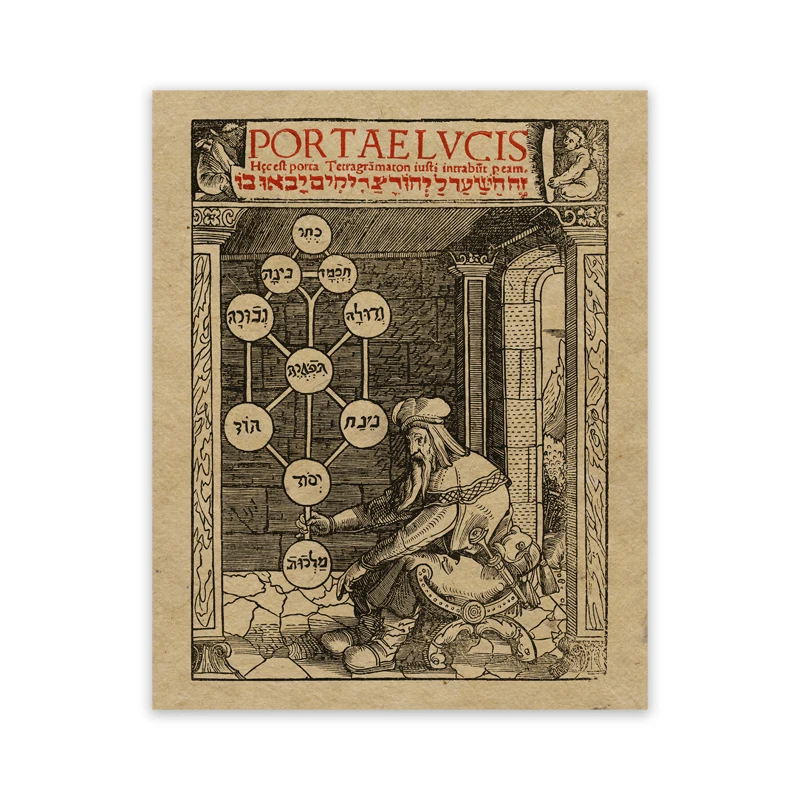 Plakat vintage drzewo życia - kabała i alchemia Jasny