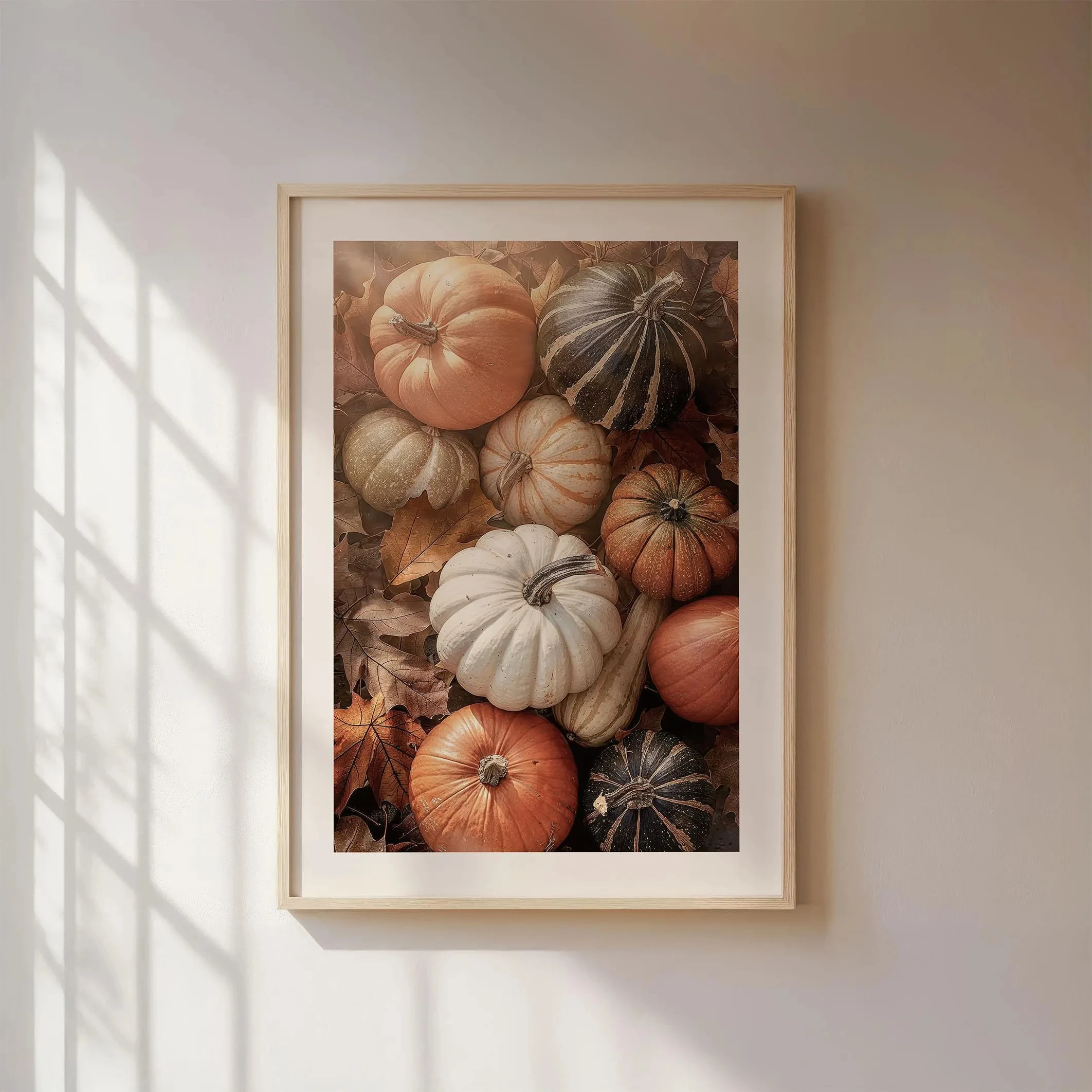 Plakat jesienna dynia - boho dekoracja w stylu farmhouse Biały