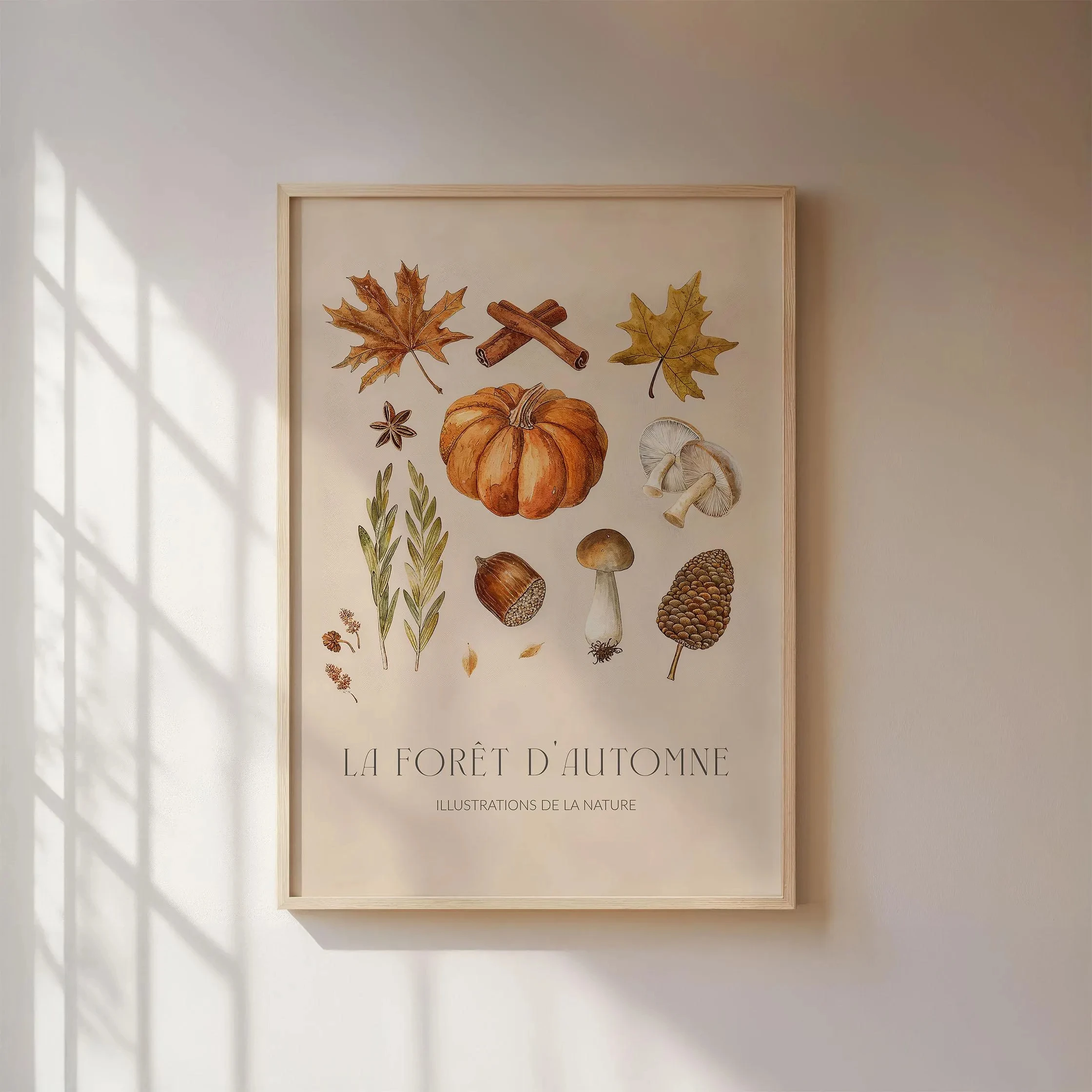 Plakat jesienna dynia - boho dekoracja w stylu farmhouse Fioletowy