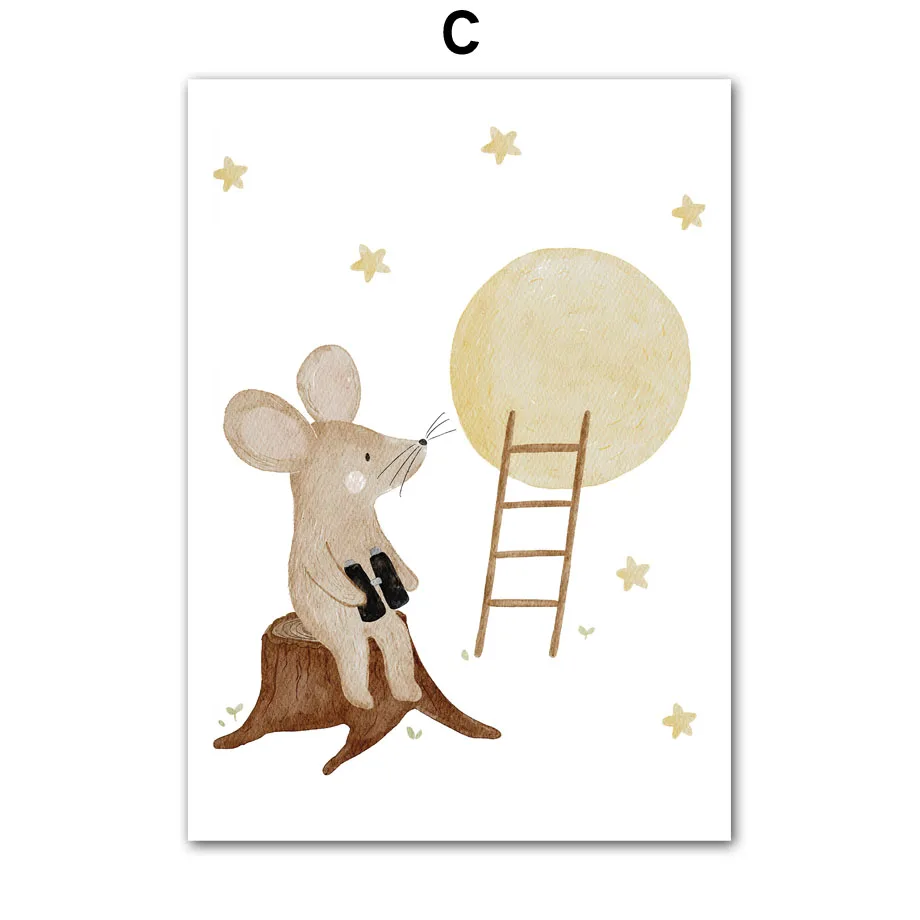 Plakat dla dzieci - kosmiczny miś i panda Wzór 3