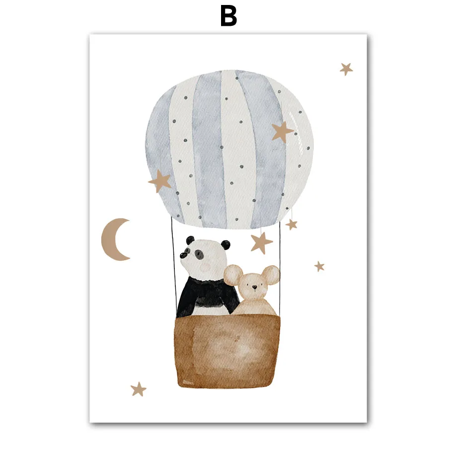Plakat dla dzieci - kosmiczny miś i panda Wzór 4