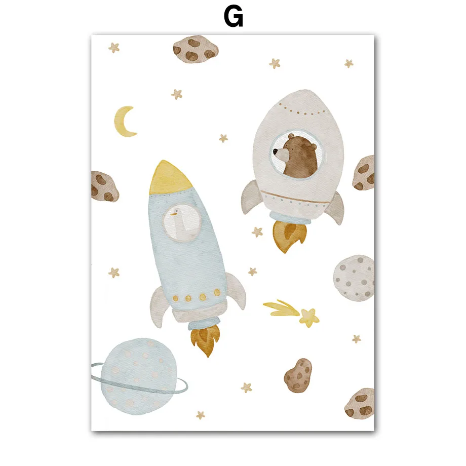 Plakat dla dzieci - kosmiczny miś i panda Wzór 8