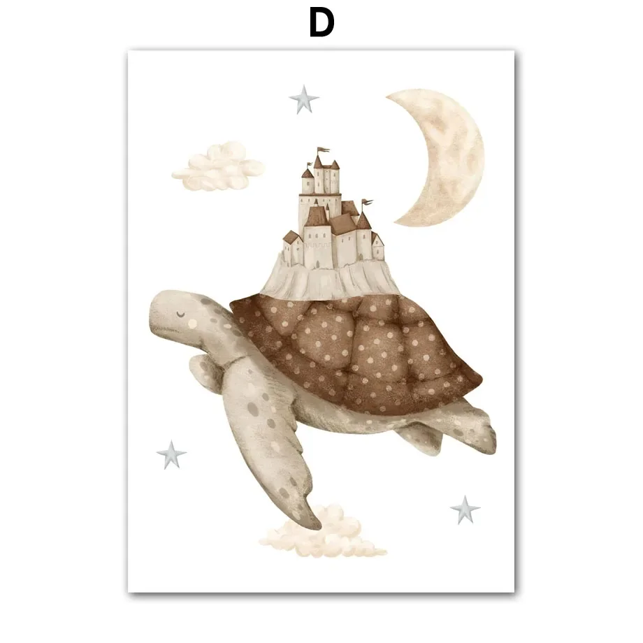 Plakat dla dzieci wieloryb i zamek Wzór 4