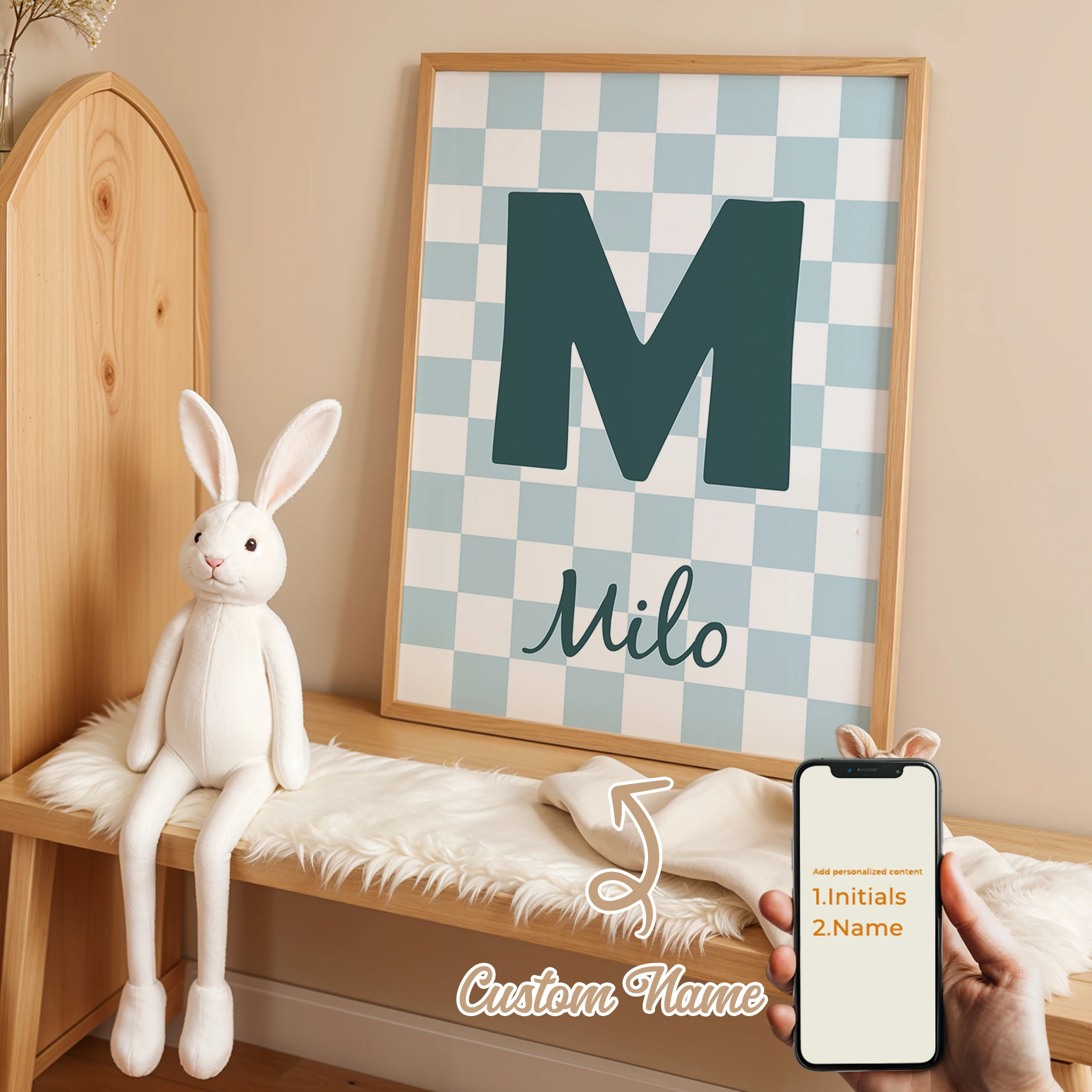 Plakat dziecięcy z imieniem w paski Wzór 3