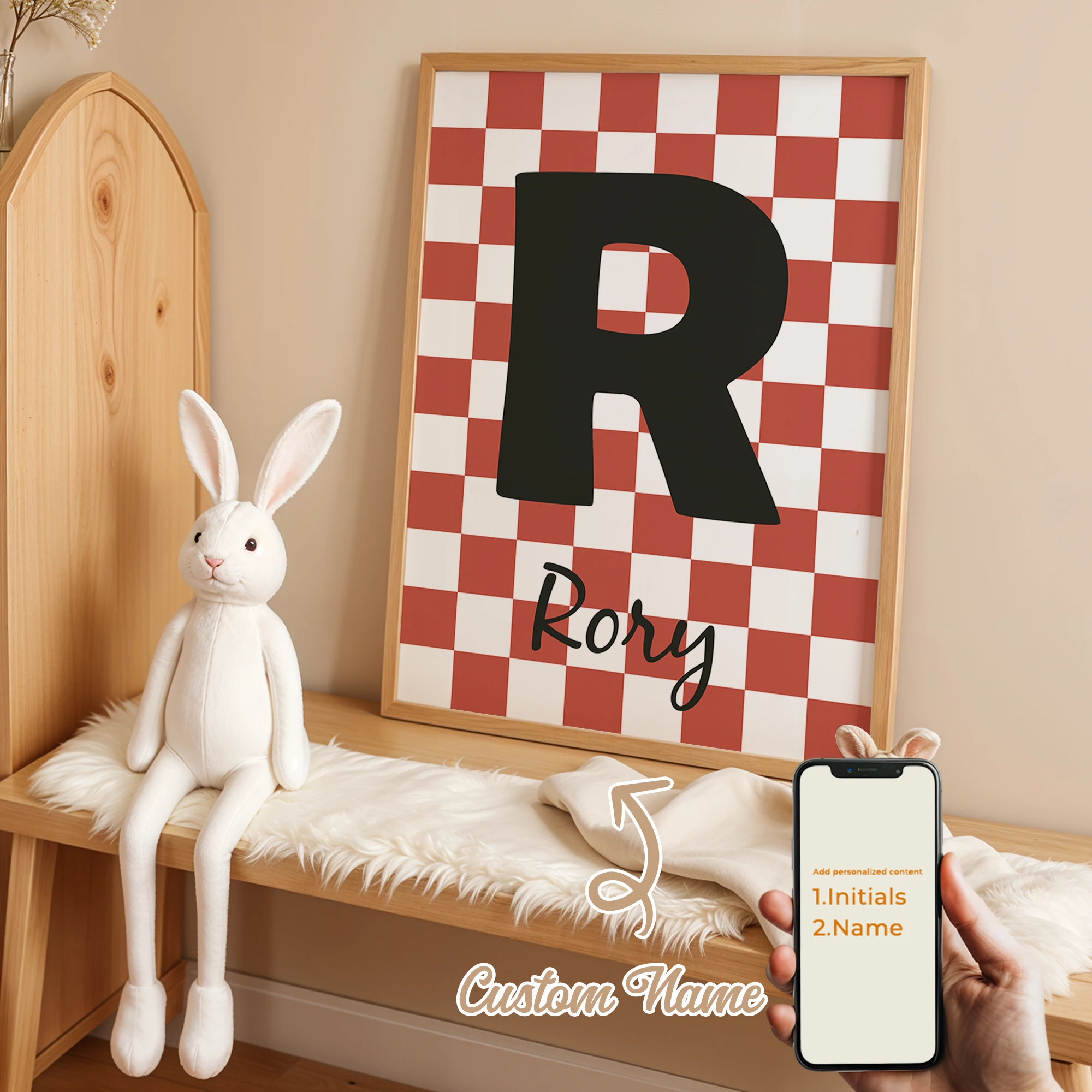 Plakat dziecięcy z imieniem w paski Wzór 4