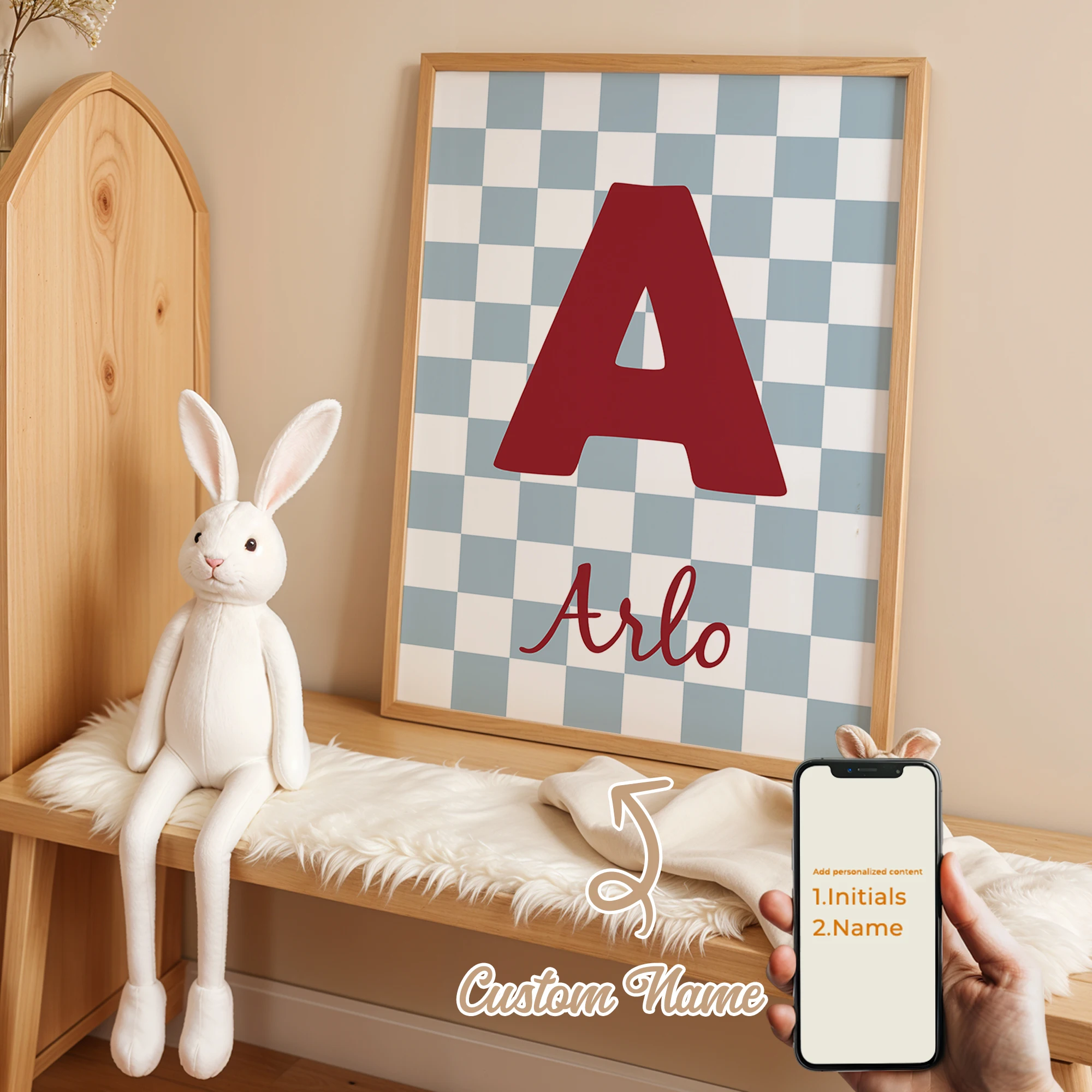 Plakat dziecięcy z imieniem w paski Wzór 6