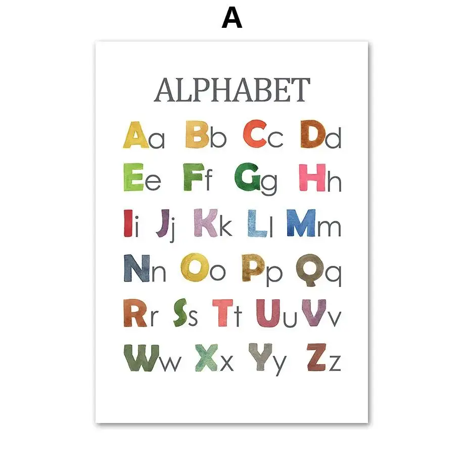 Plakat edukacyjny z alfabetem i cyframi dla dzieci Wzór 5