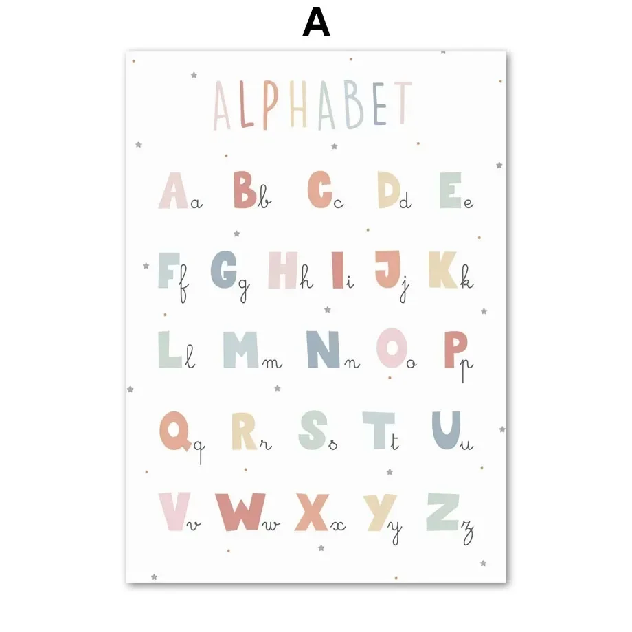 Plakat edukacyjny - alfabet, cyfry i układ słoneczny Biały