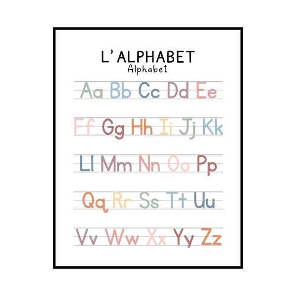 Plakat edukacyjny - cyfry, alfabet i Układ Słoneczny Fioletowy