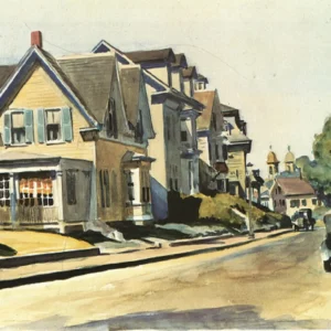 Edward Hopper - pejzaż vintage na płótnie Fioletowy/фиолетовый