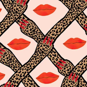 Egipski wąż i leopard - kolorowy plakat na płótnie Jasnoszary