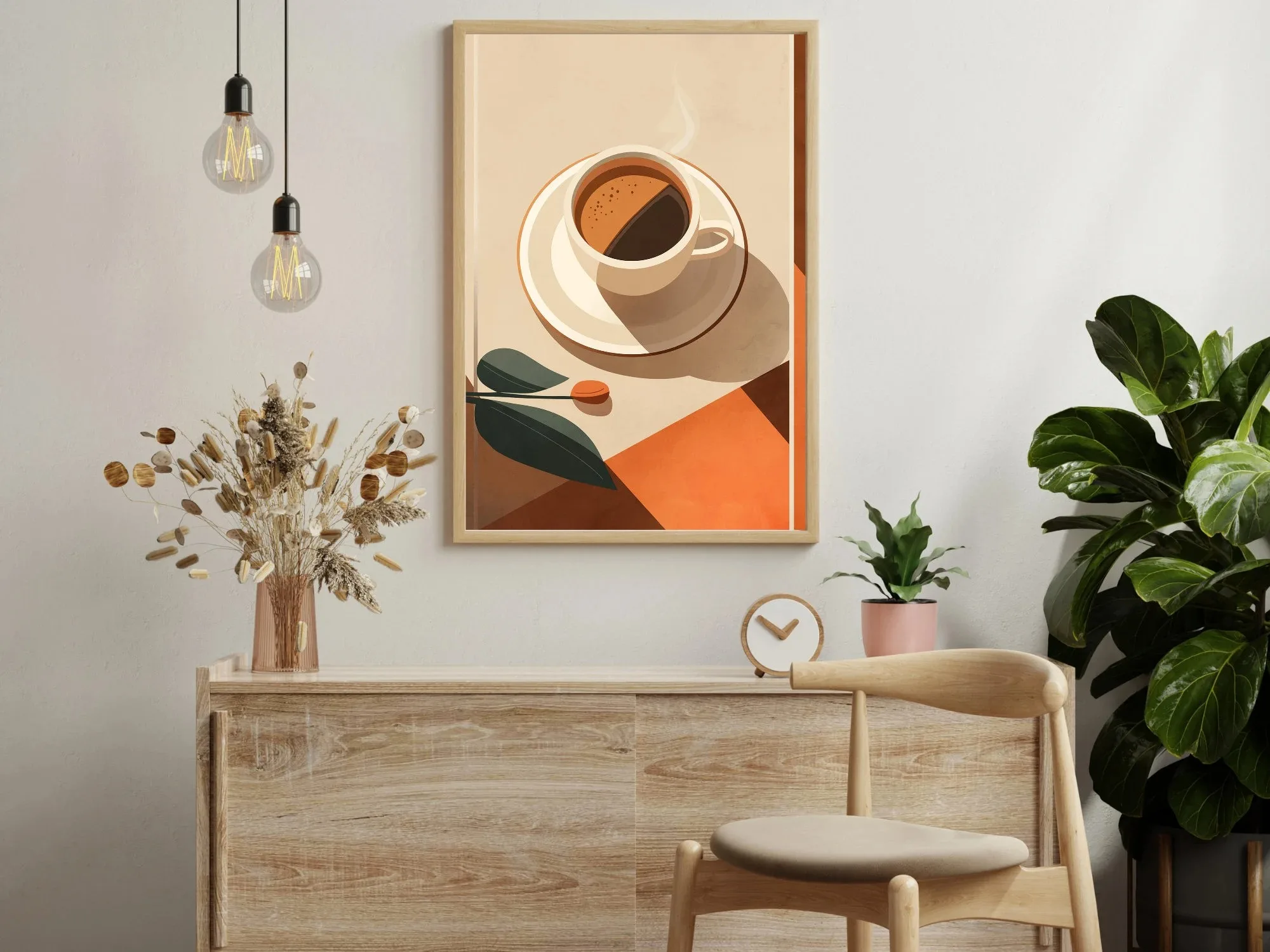 Plakat z filiżanką espresso w stylu Bauhaus Niebieski