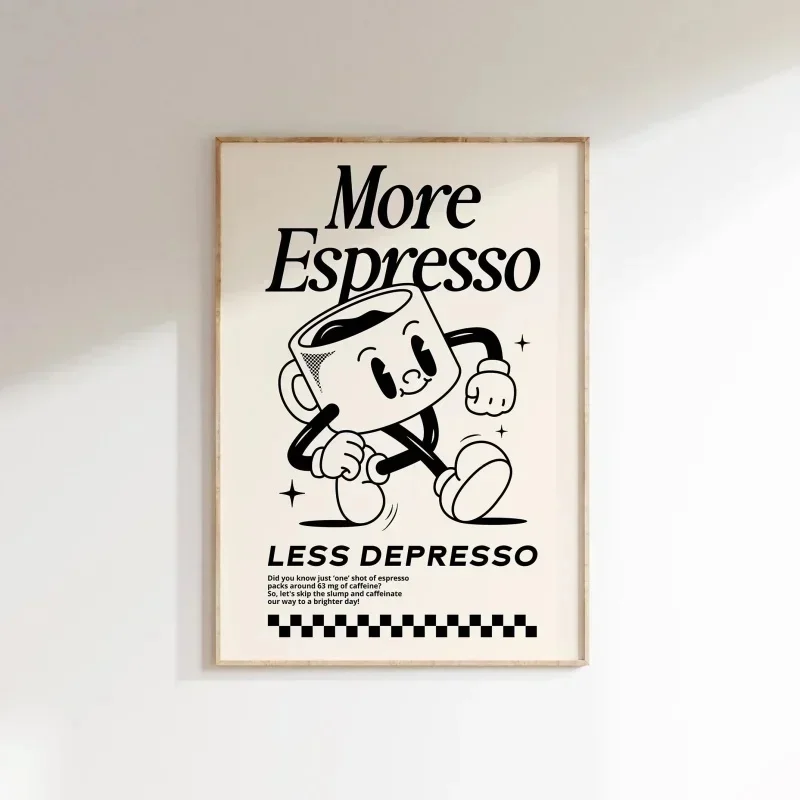 Plakat More Espresso Less Depresso - grafika do kuchni Wzór 1
