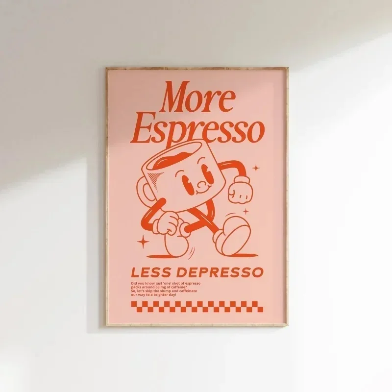 Plakat More Espresso Less Depresso - grafika do kuchni Wzór 2