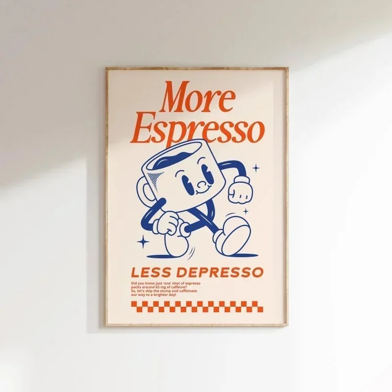 Plakat More Espresso Less Depresso - grafika do kuchni Wzór 3