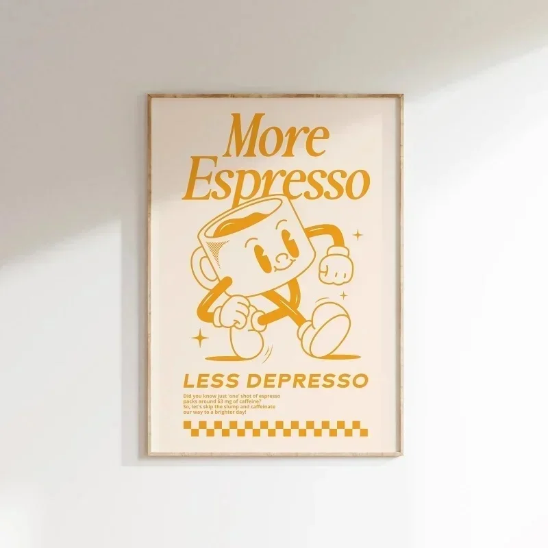 Plakat More Espresso Less Depresso - grafika do kuchni Wzór 4