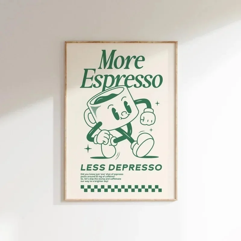 Plakat More Espresso Less Depresso - grafika do kuchni Wzór 5