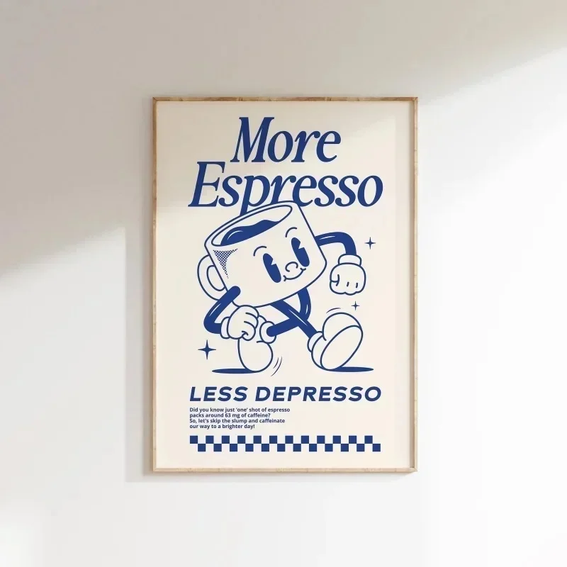 Plakat More Espresso Less Depresso - grafika do kuchni Wzór 6