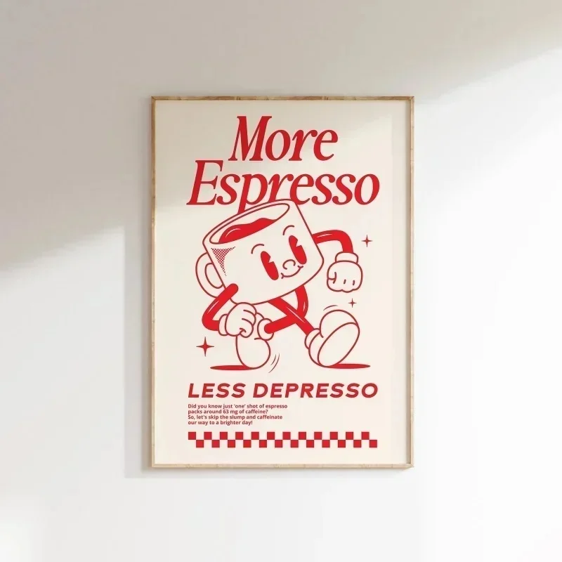 Plakat More Espresso Less Depresso - grafika do kuchni Wzór 7