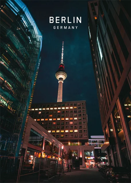 Europejskie miasta - plakat z Paryżem i Amsterdamem Czerwony