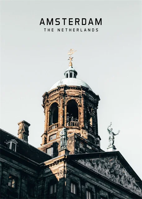 Europejskie miasta - plakat z Paryżem i Amsterdamem Khaki