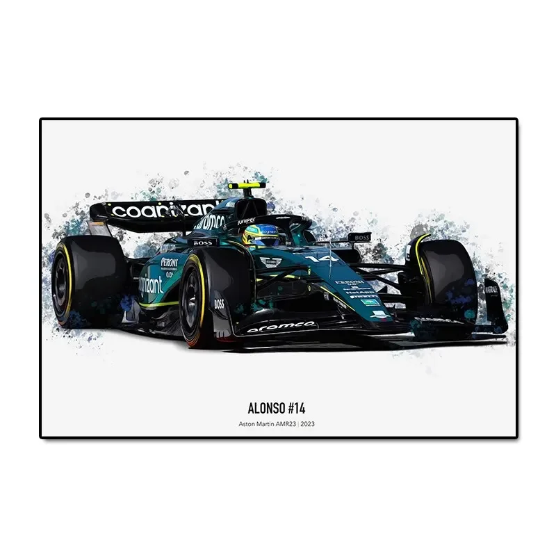 Bolidy F1 - plakat wyścigowy w akwareli Wzór 2