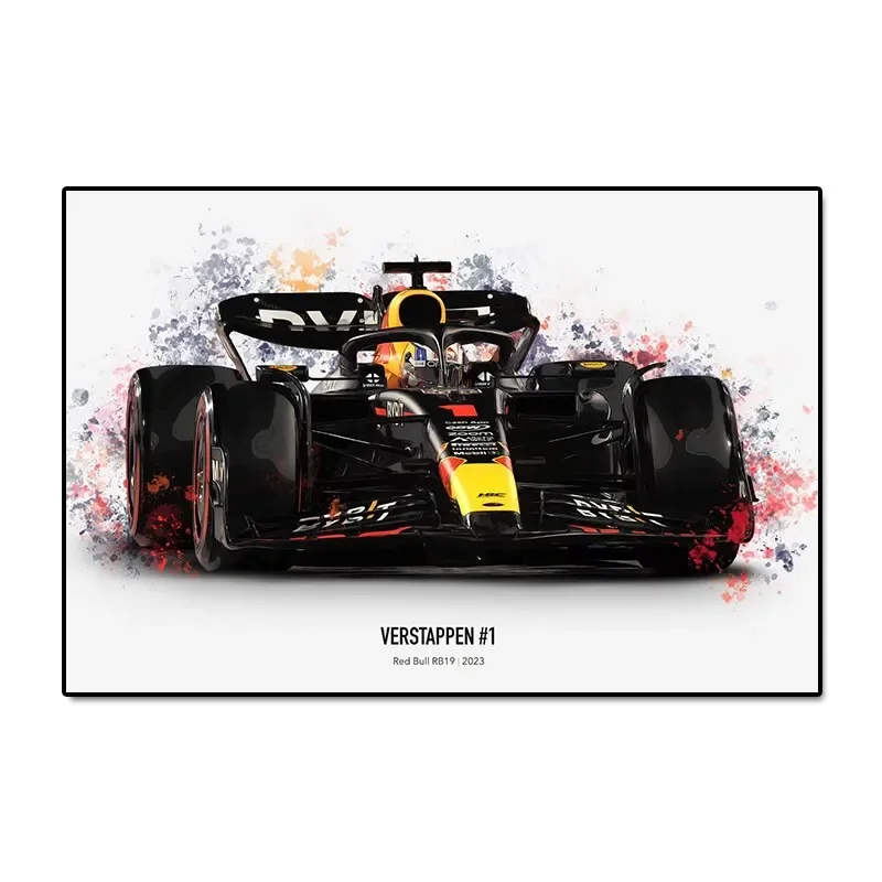Bolidy F1 - plakat wyścigowy w akwareli Wzór 4