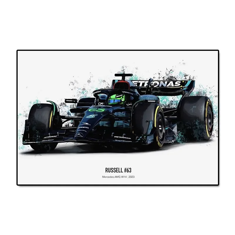 Bolidy F1 - plakat wyścigowy w akwareli Wzór 5