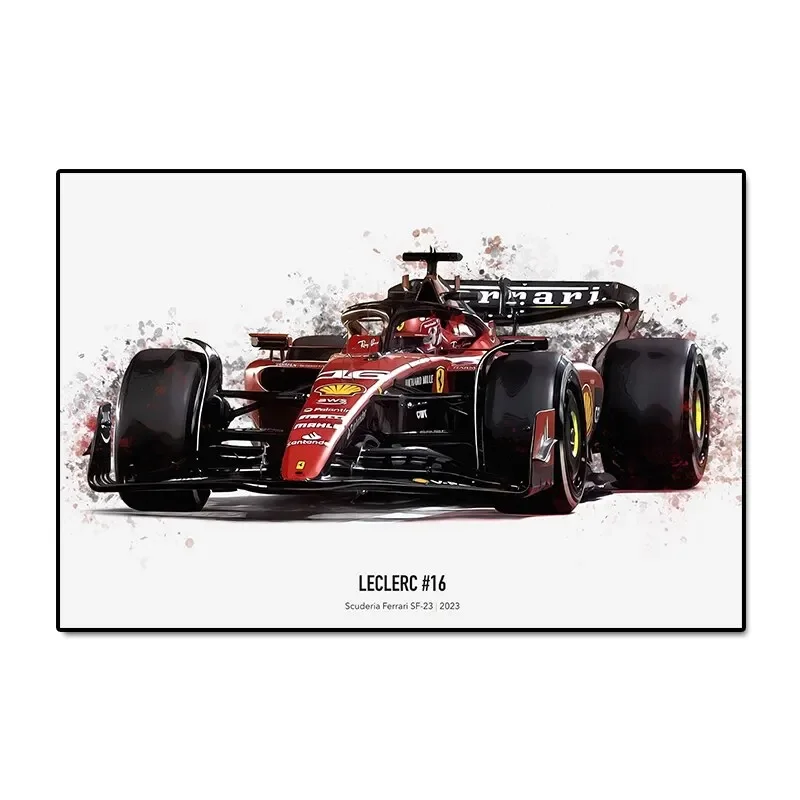 Bolidy F1 - plakat wyścigowy w akwareli Wzór 7