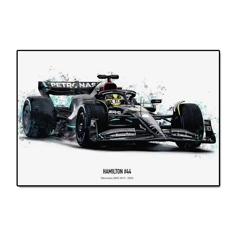 Bolidy F1 - plakat wyścigowy w akwareli Wzór 8