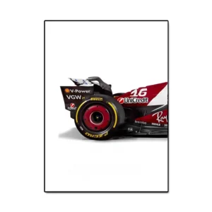 Plakat Formuła 1 Leclerc Hamilton wyścigi Biały