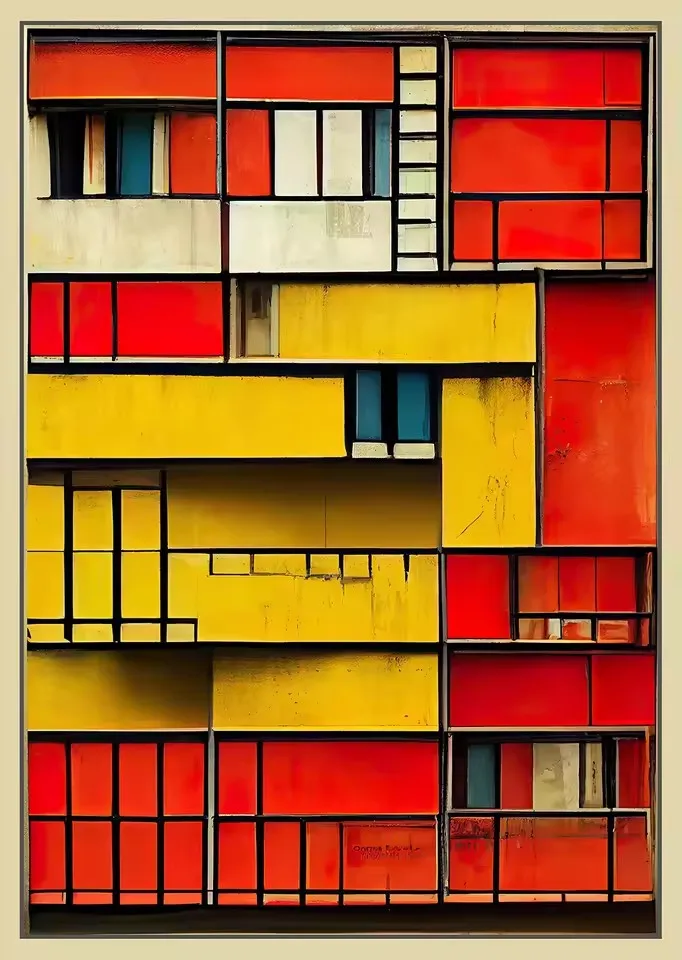 Plakat architektura Fallingwater Bauhaus Burgundia
