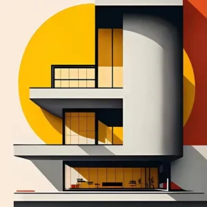 Plakat architektura Fallingwater Bauhaus Pomarańczowy