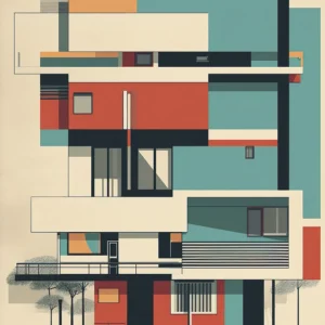 Fallingwater Bauhaus - plakat architektoniczny Fioletowy/фиолетовый
