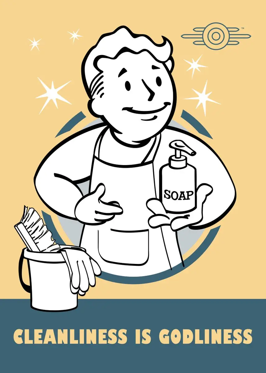 Plakat Fallout Vault Boy - gra retro Biały