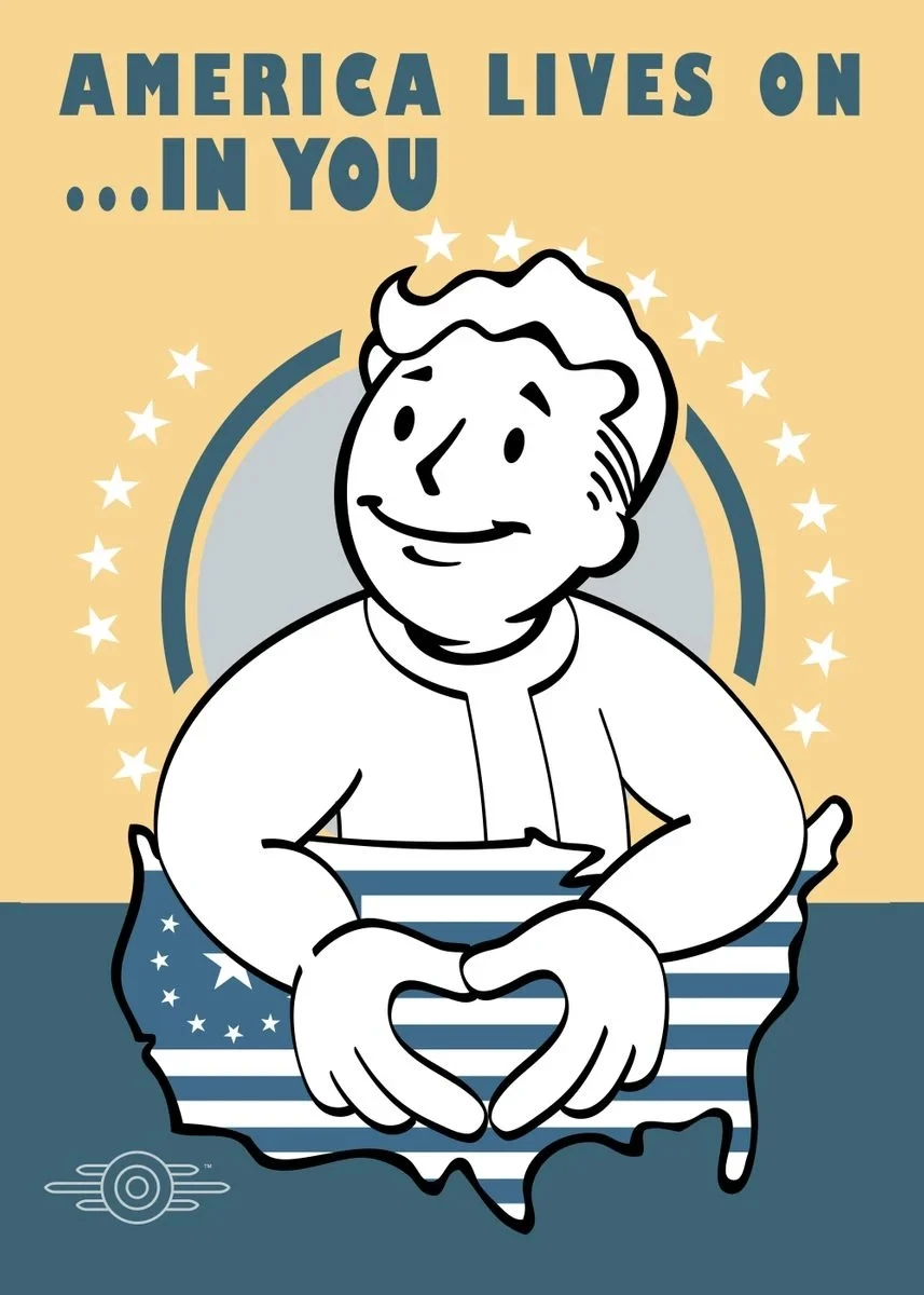 Plakat Fallout Vault Boy - gra retro Czarny
