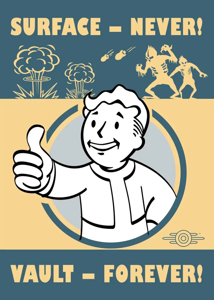 Plakat Fallout Vault Boy - gra retro Jasnozielony