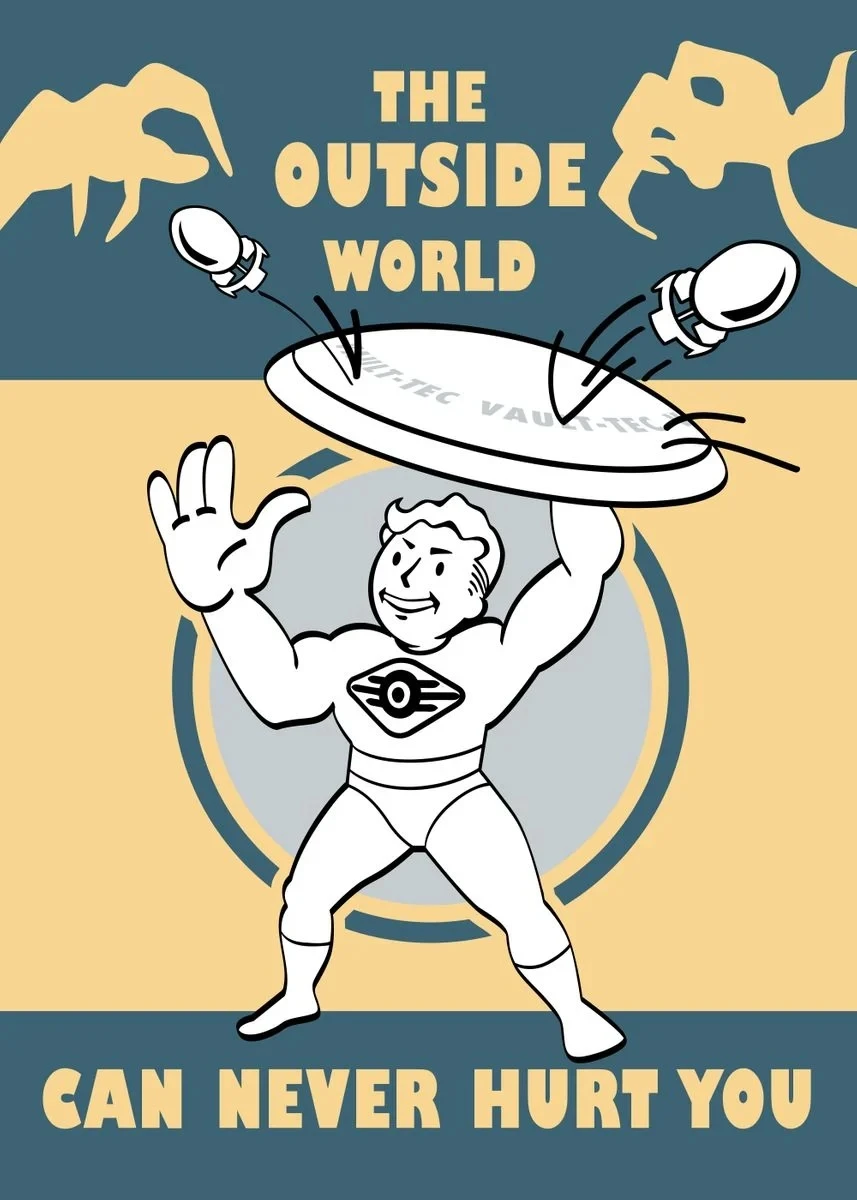 Plakat Fallout Vault Boy - gra retro Pomarańczowy