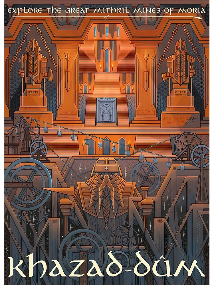 Plakat fantasy Mordor - retro grafika podróżnicza Wzór 2