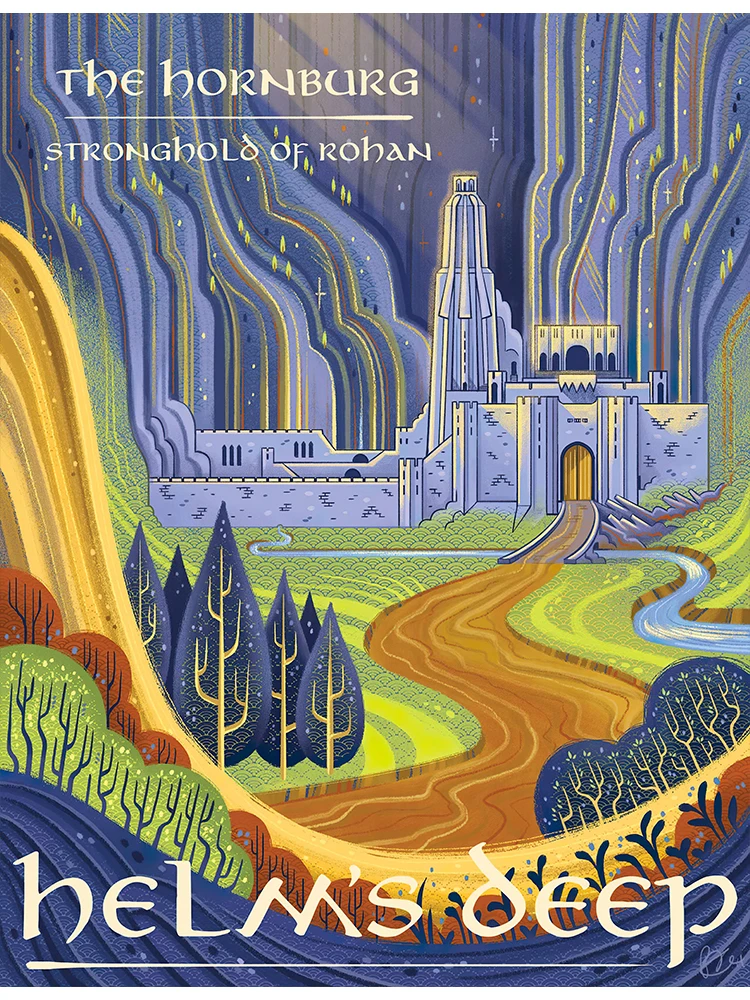 Plakat fantasy Mordor - retro grafika podróżnicza Wzór 5