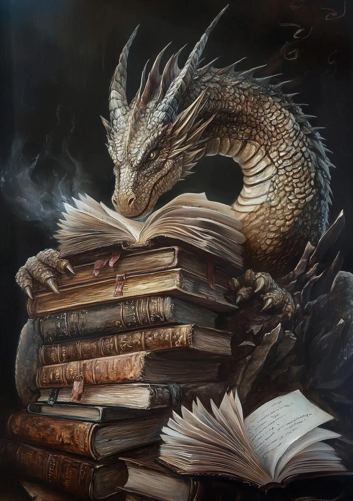 Fantasy smok - plakat na płótnie Czerwony
