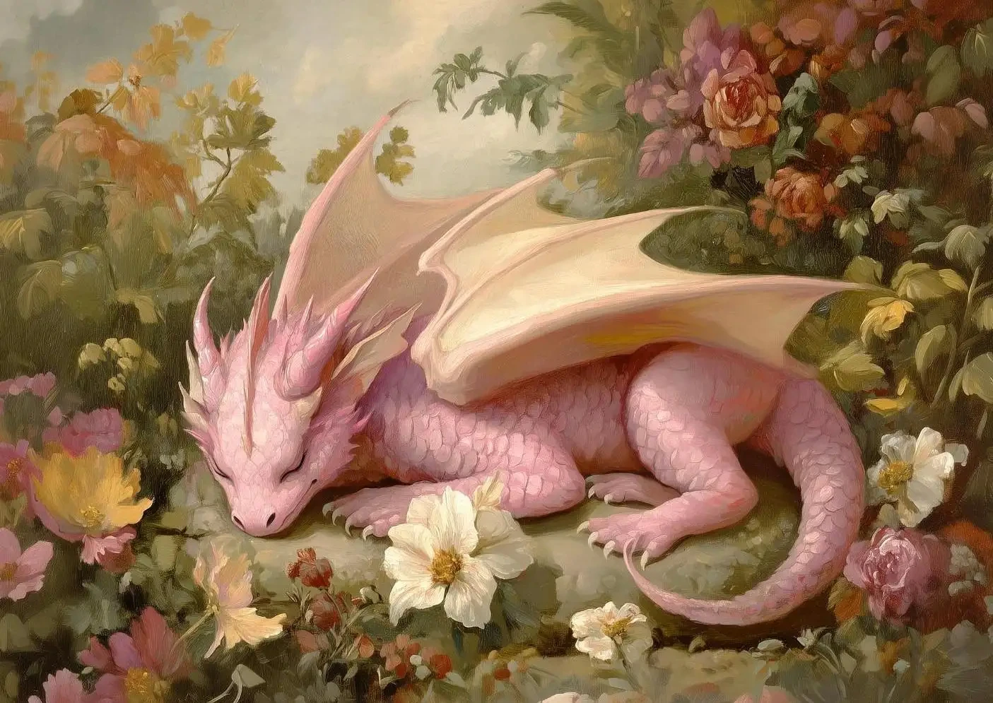 Fantasy smok - plakat na płótnie Niebieski
