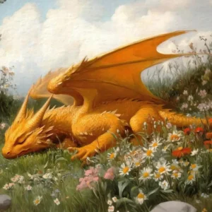 Fantasy smok - plakat na płótnie Zielony